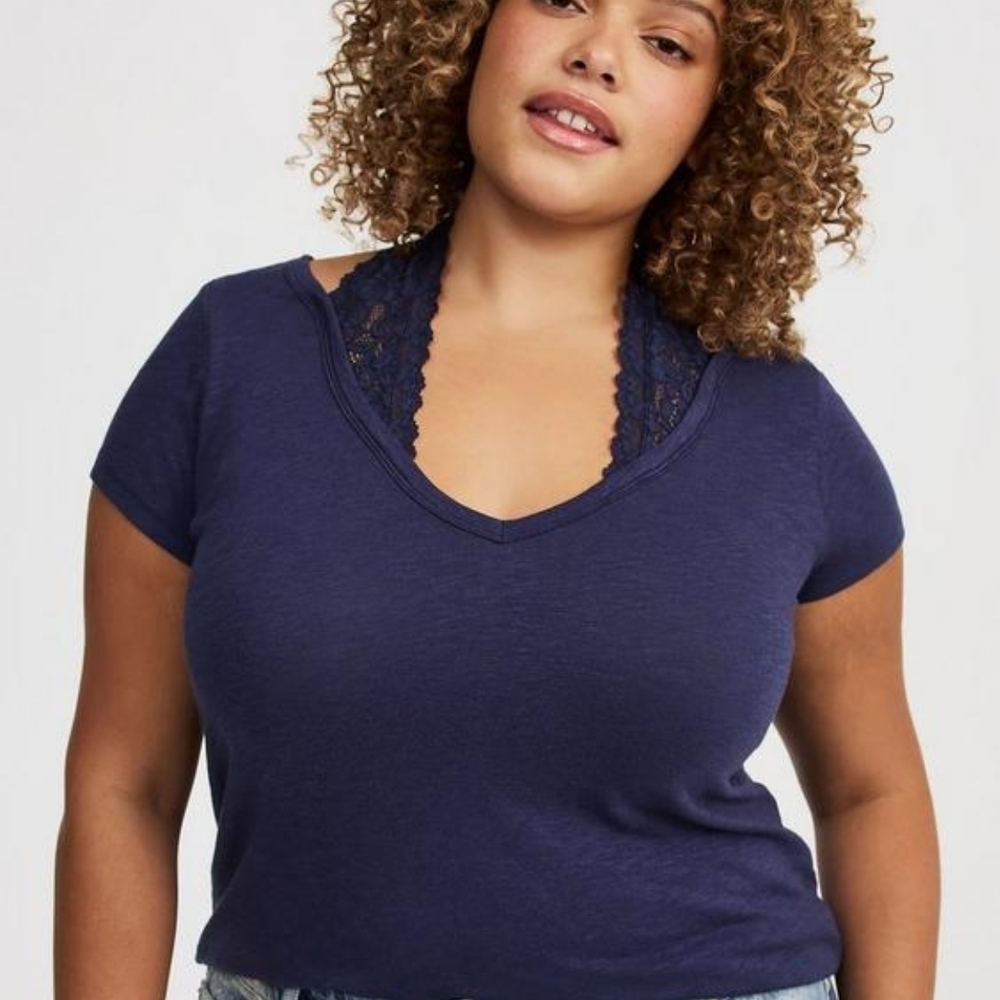 Torrid Navy Short Sleeve Tee
